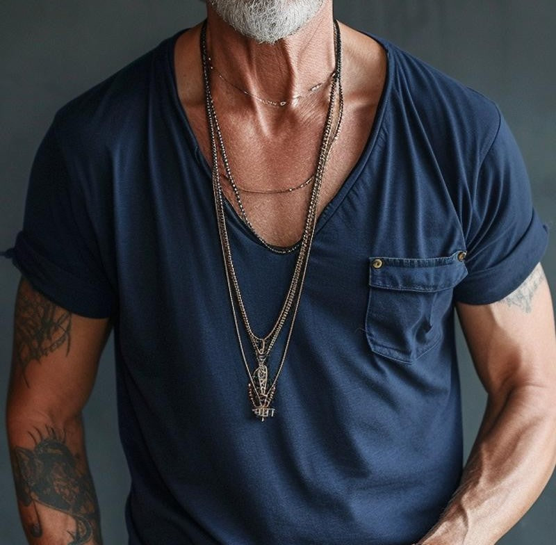 【24-hour shipping out】Men's V Neck Breast Pocket Short Sleeve Cargo T-shirt 63249043Z 7