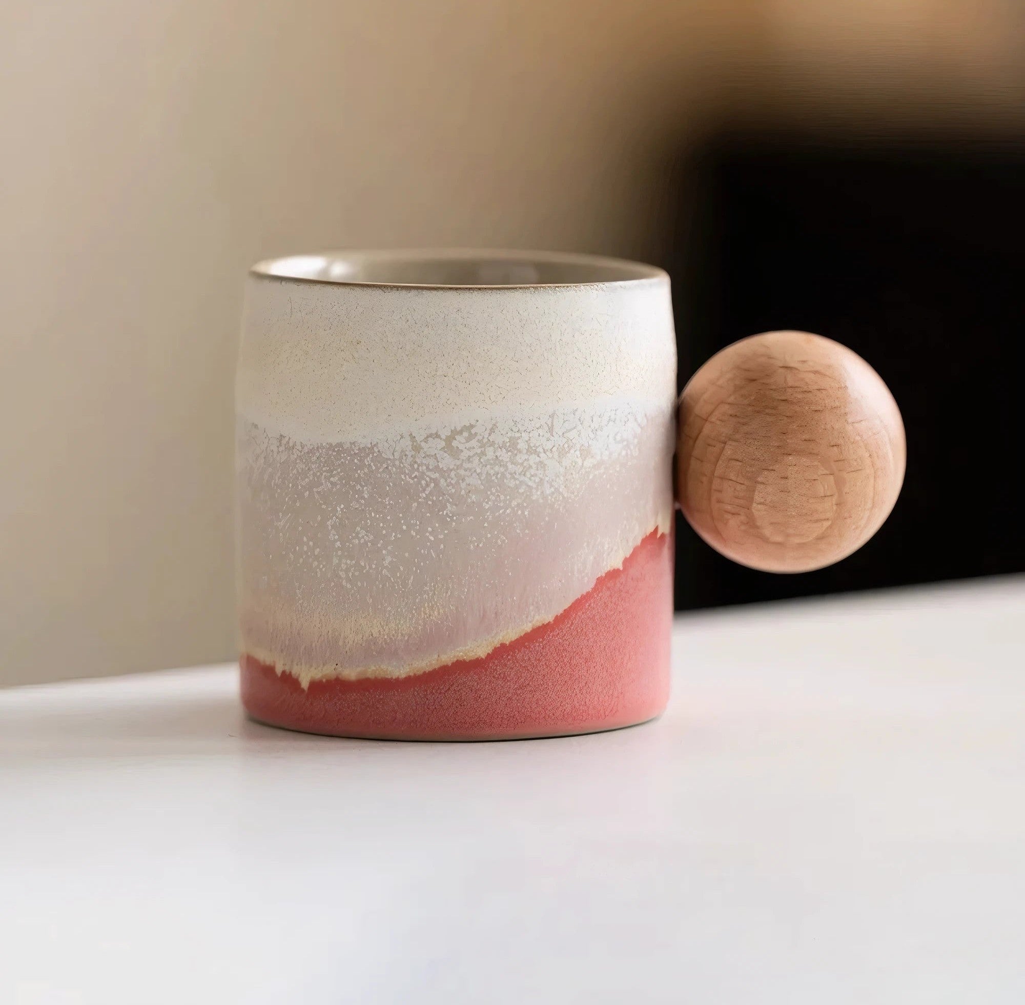 Ceramic Espresso Mug with Natural Wood Handle for Elegant Sipping Experience 5