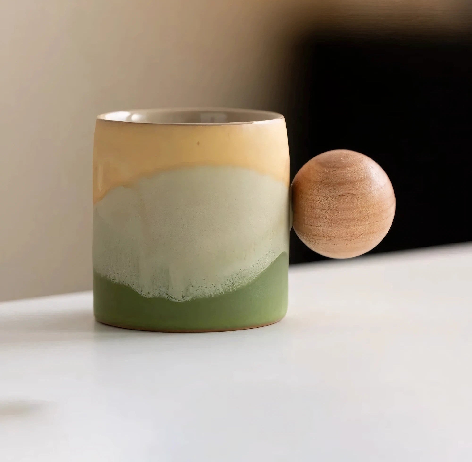 Ceramic Espresso Mug with Natural Wood Handle for Elegant Sipping Experience 9