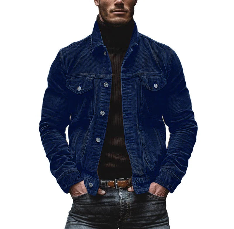 Men's Vintage Corduroy Lapel Single Breasted Multi-Pocket Work Jacket 43646517M 4