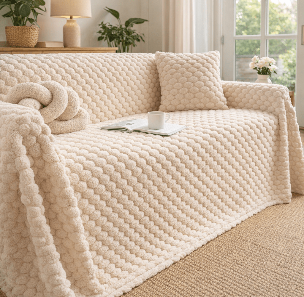 Hearthweave | Sofa Cover Polyester with 360-Degree Wraparound Fit - white background