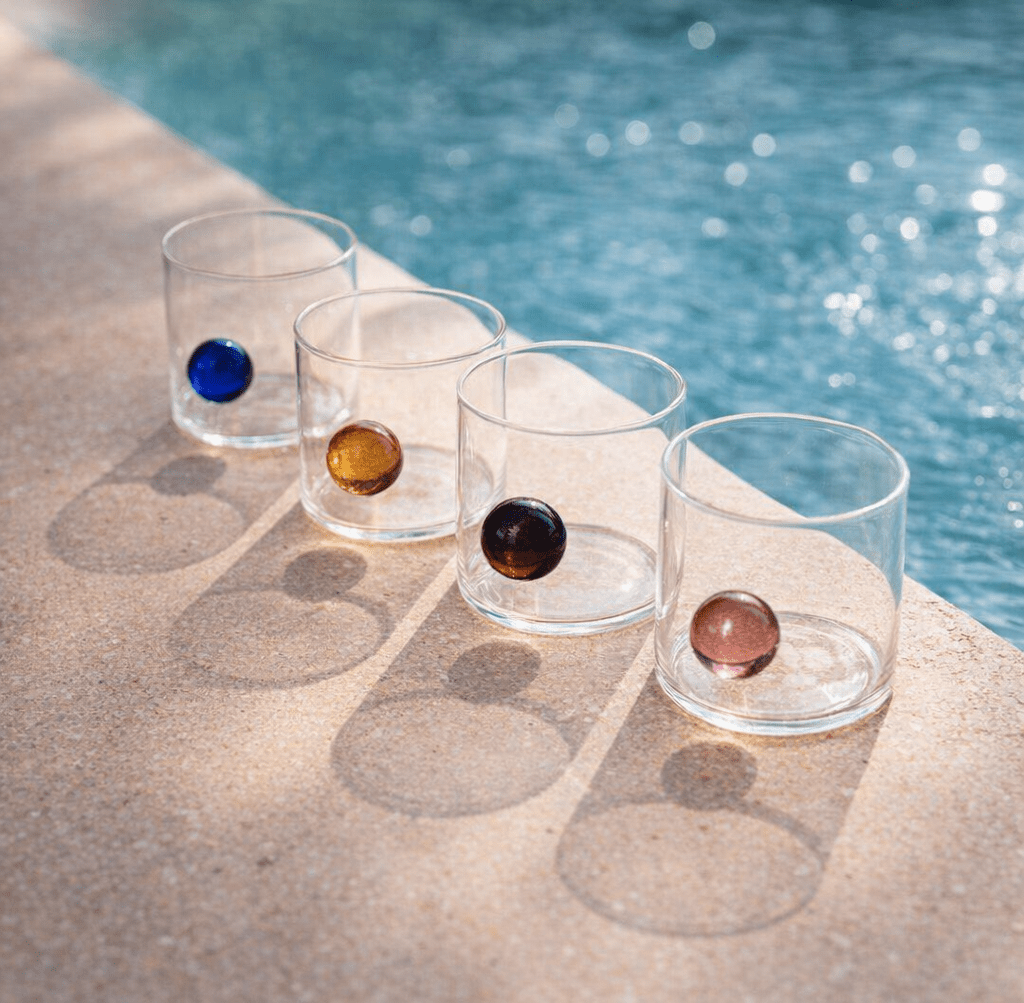 Biniali | Drinking Glass Minimalist Glass with Circular Ergonomic Handle and Sleek Silhouette - white background