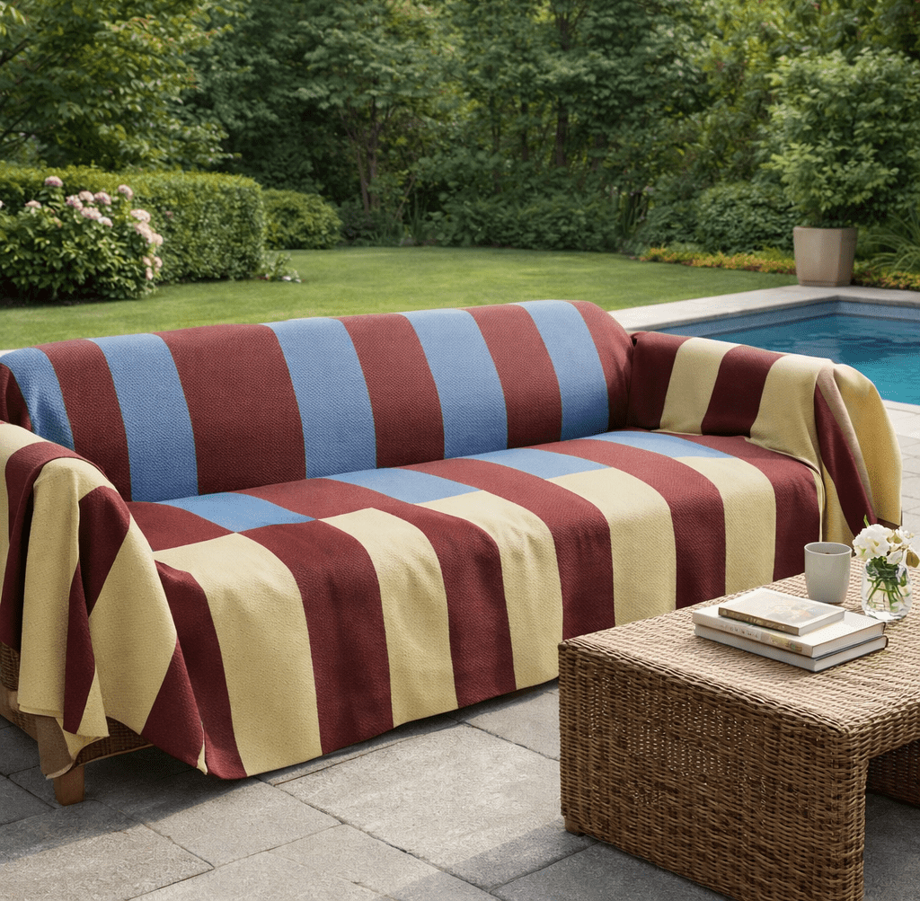 Memphis Stripe | Sofa Cover Lightweight Fabric with Anti-Spill Protection - white background