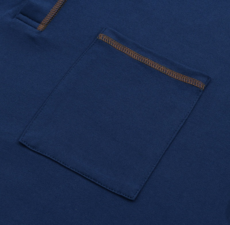 【24-hour shipping out】Men's Casual Colorblock Henley Collar Cotton Short Sleeve T-Shirt 53275107Y 2