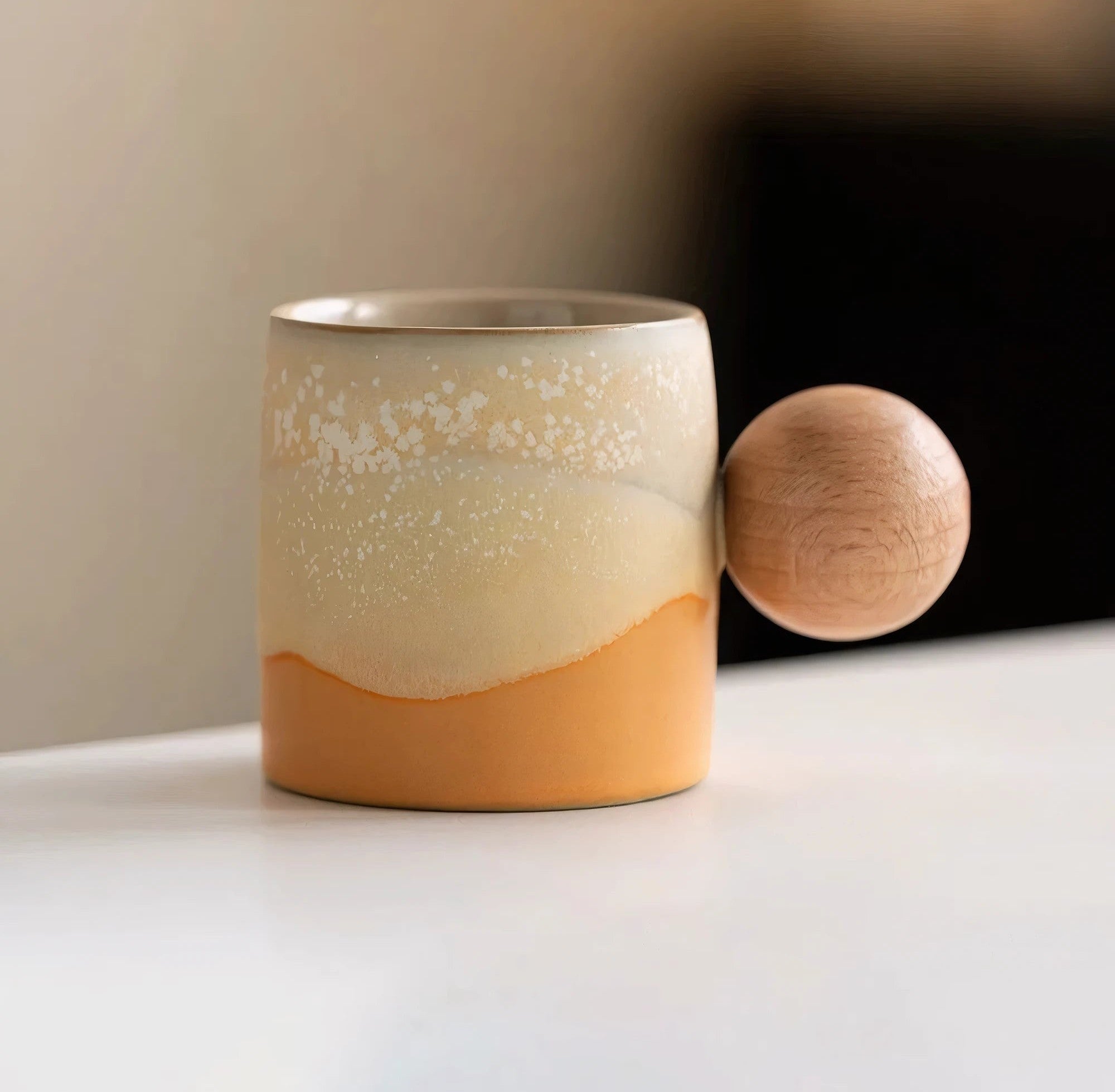 Ceramic Espresso Mug with Natural Wood Handle for Elegant Sipping Experience 7