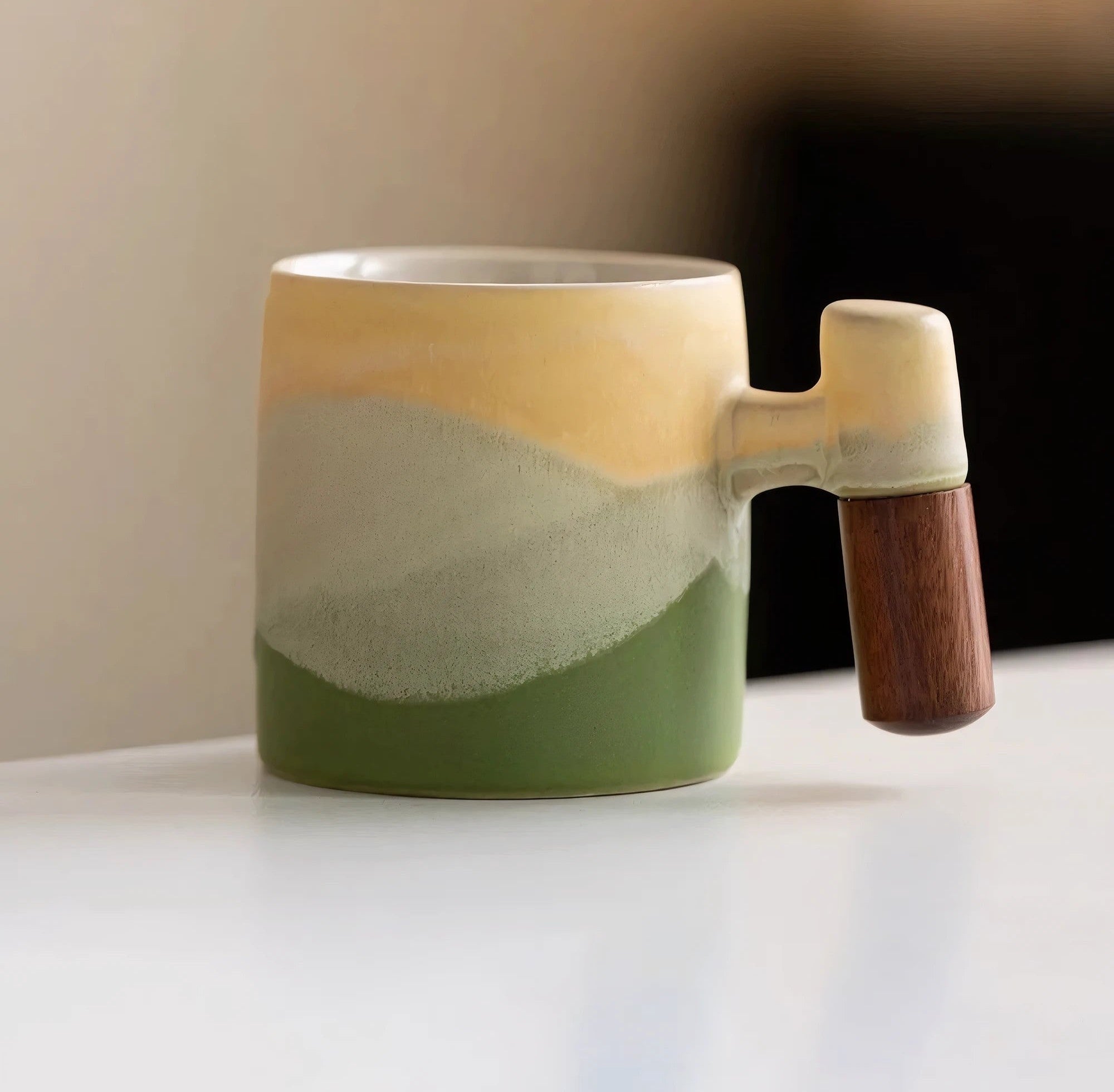 Ceramic Espresso Mug with Natural Wood Handle for Elegant Sipping Experience 8