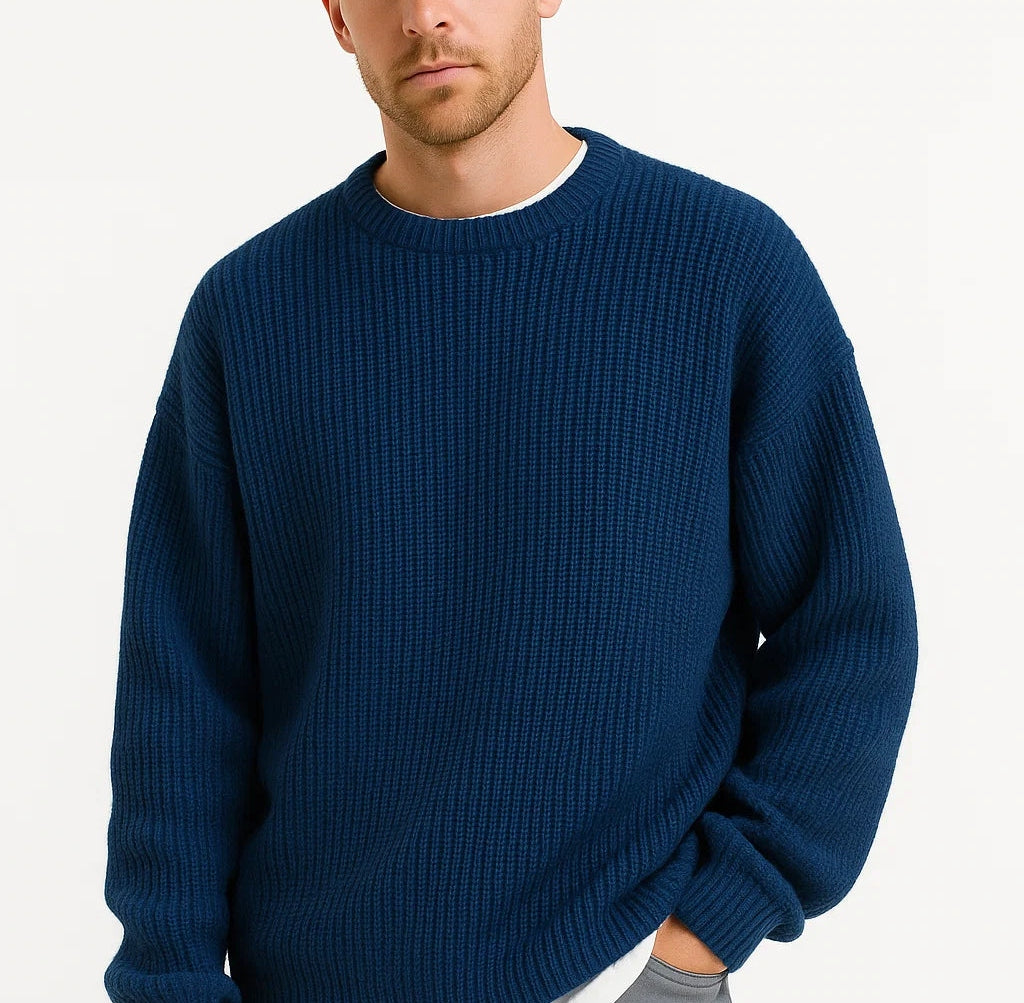 Knitted Sweater for Men | Oversized Fit & Ribbed Texture 0