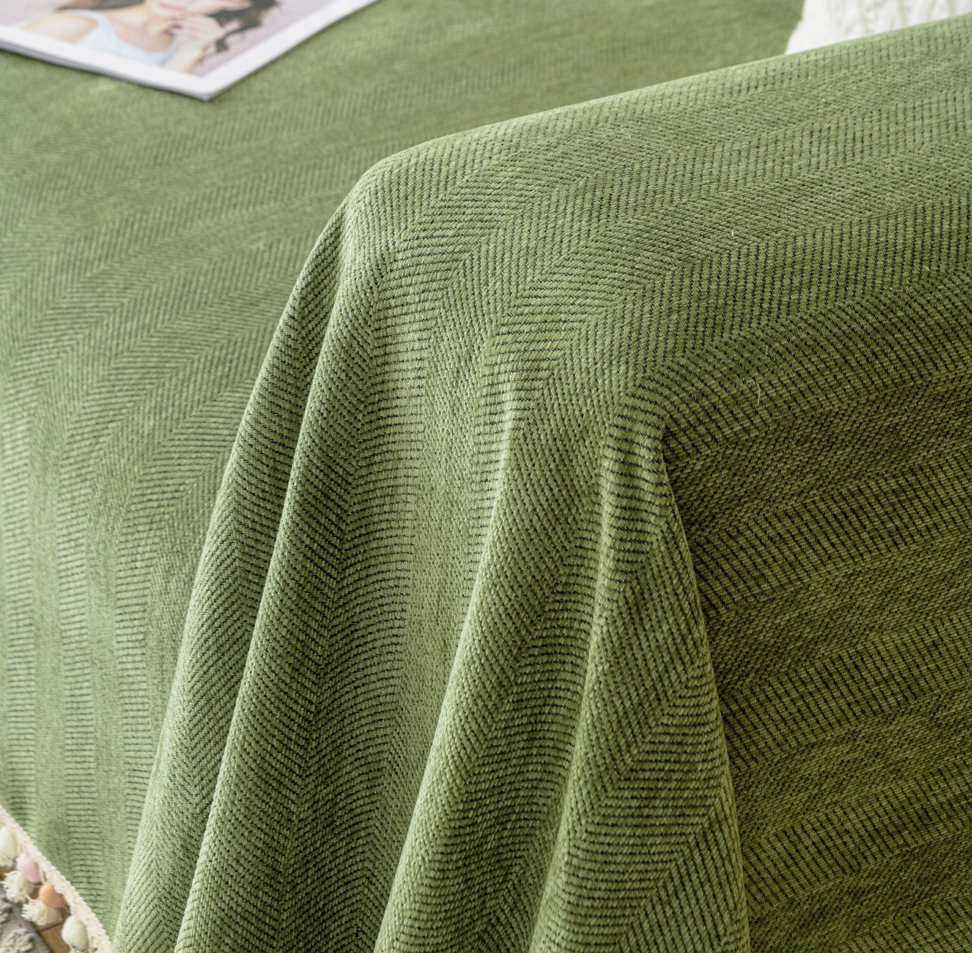 Luxury Zig Zag Fringe Sofa Cover Pet Friendly 1