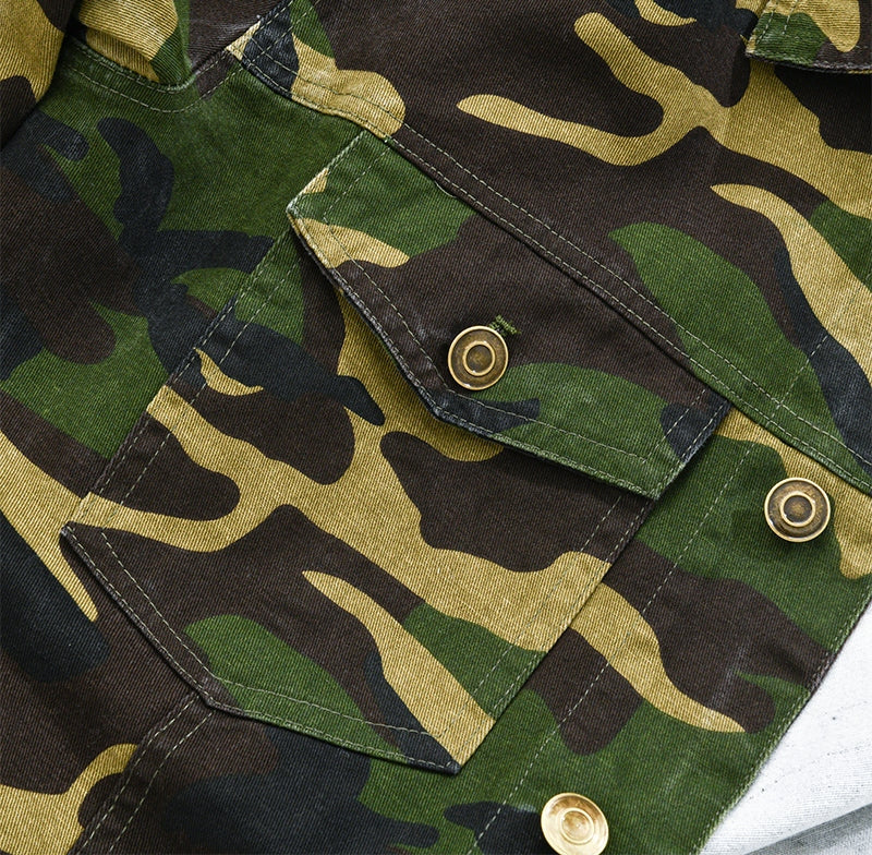 Men's Camouflage Canvas Retro Wear Lapel Jacket 18911497X 6