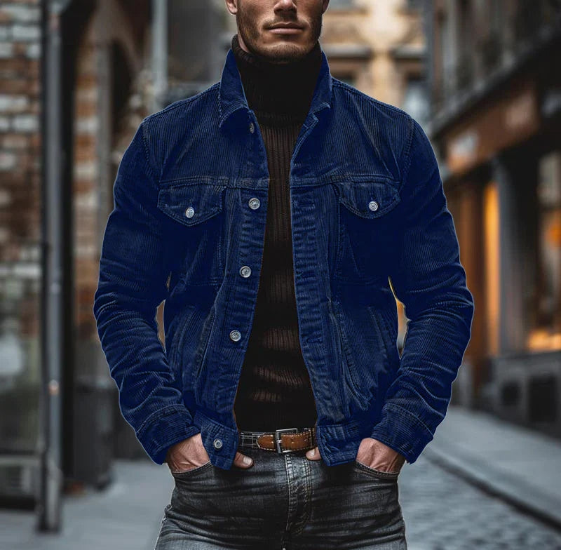 Men's Vintage Corduroy Lapel Single Breasted Multi-Pocket Work Jacket 43646517M 5