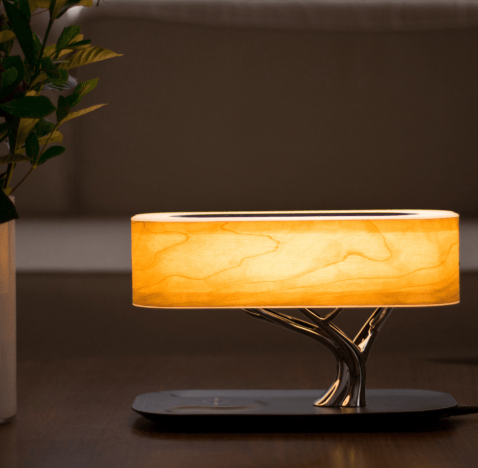 Modern Aesthetic | Table Lamp with Wireless Charging & Bluetooth Speakers for Stylish Living Room Decor 2
