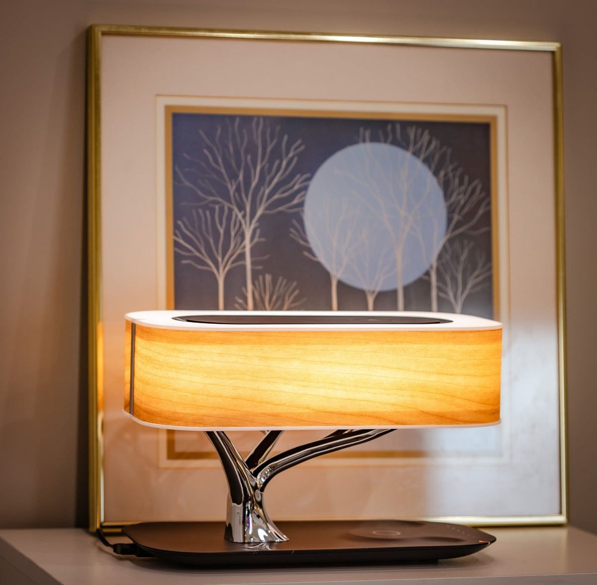 Modern Aesthetic | Table Lamp with Wireless Charging & Bluetooth Speakers for Stylish Living Room Decor 3