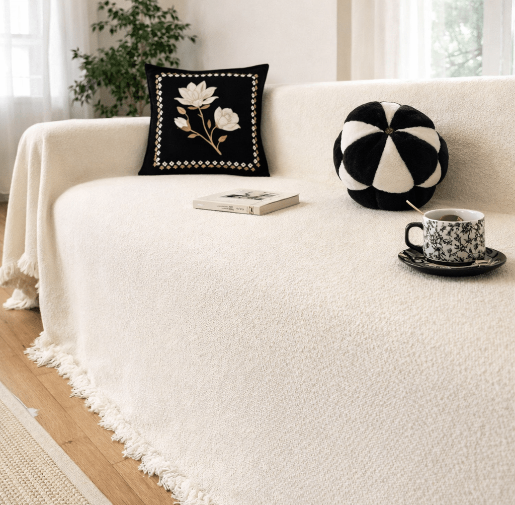 Boreal Plush | Waterproof Sofa Cover Thick Pile with Water-Repellent, Scratch-Resistant Surface - white background
