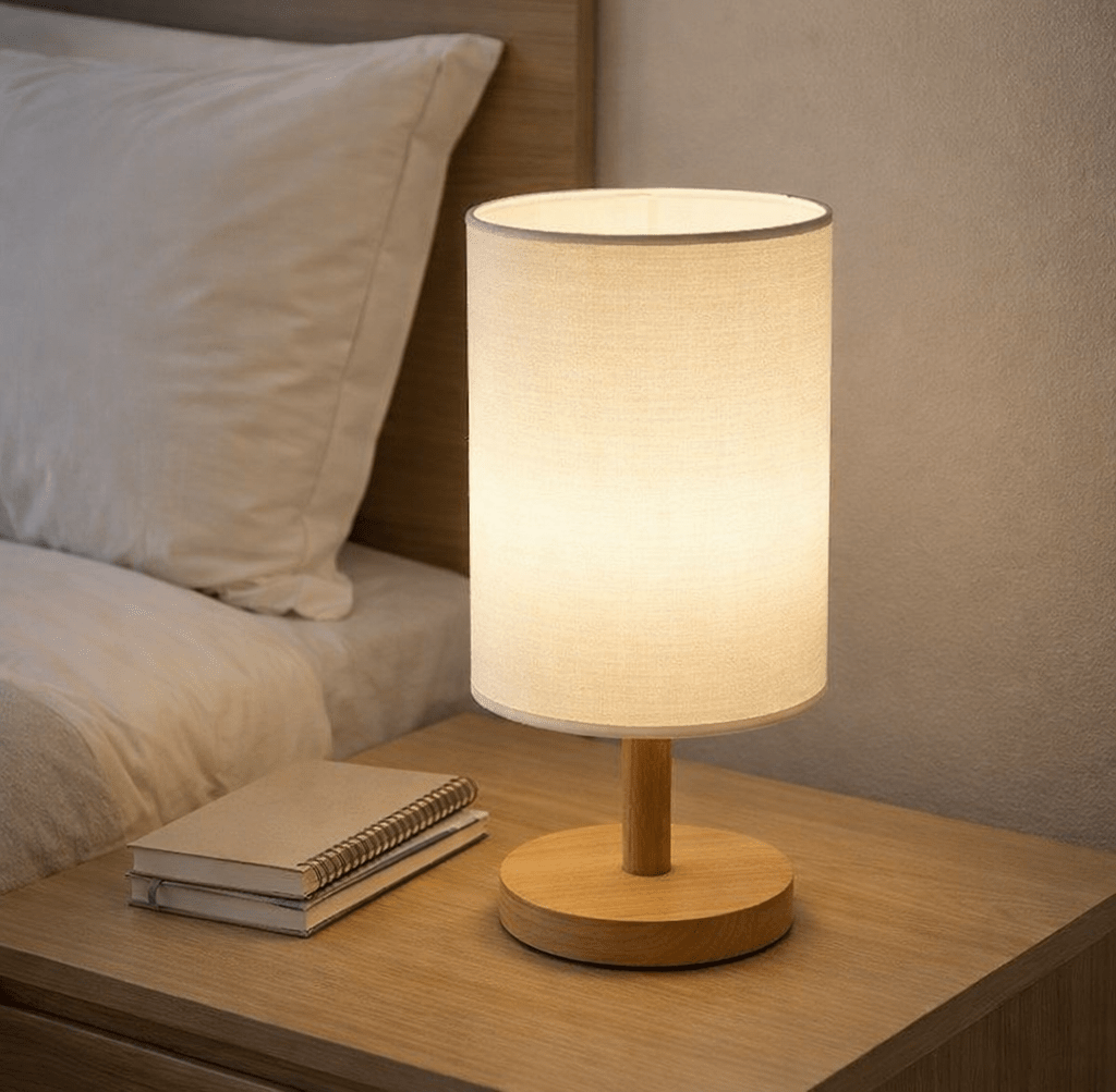 Kiyagi | Wooden Table Lamp with Rice Paper Shade and Remote Dimming - white background