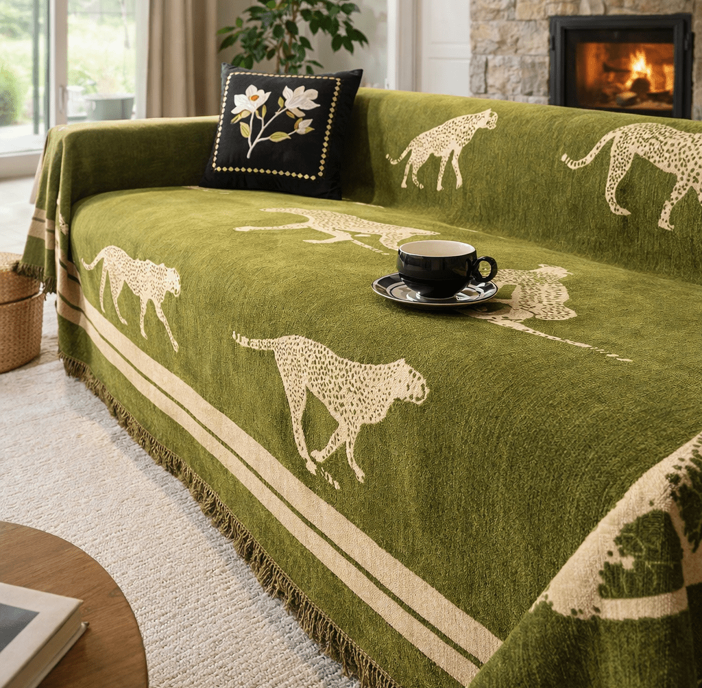 Serengeti Muse | Cheetah Print Sofa Cover Anti-Pilling with Machine-Washable Fabric - white background