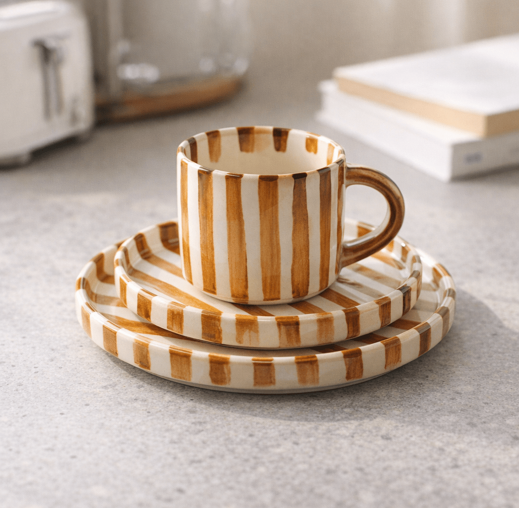 Manacor | Ceramic Dinnerware Set Handcrafted with Organic Shapes and Earthy Glaze - white background